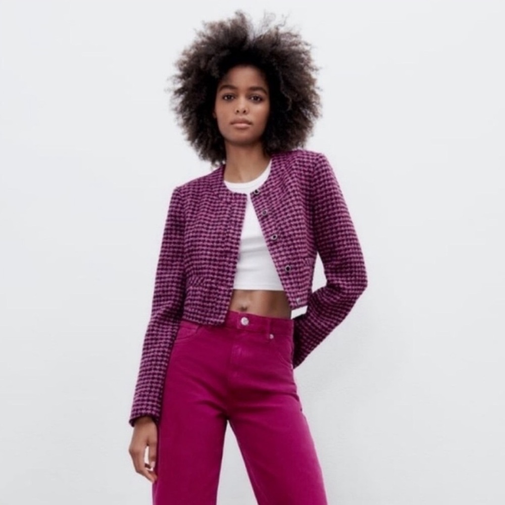 Zara Pink/Purple Cropped Blazer NWT